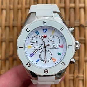 Michele watch - white with colored watch face